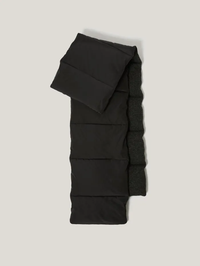 Jigsaw Puffer Knit Scarf Black Women Ponchos and Scarves