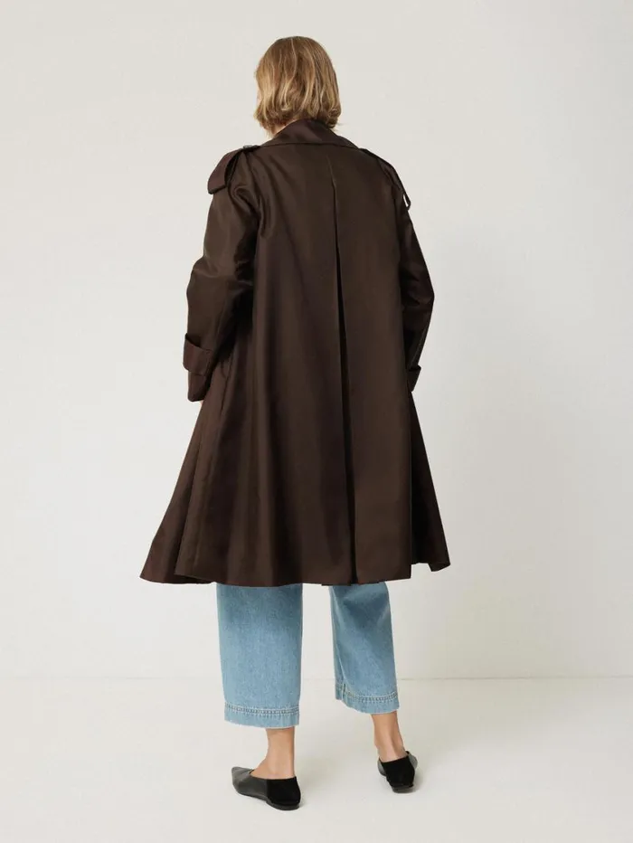 Jigsaw Pure Silk Trench Coat Chocolate Women Party