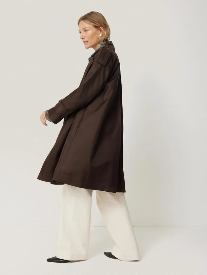 Jigsaw Pure Silk Trench Coat Chocolate Women Party