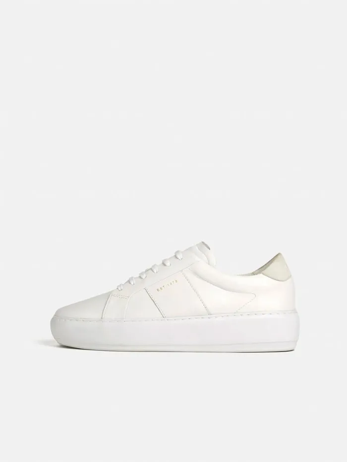 Jigsaw Riva Leather Platform Trainer White Women Trainers