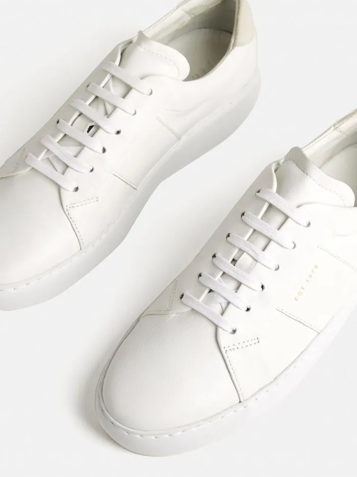 Jigsaw Riva Leather Platform Trainer White Women Trainers