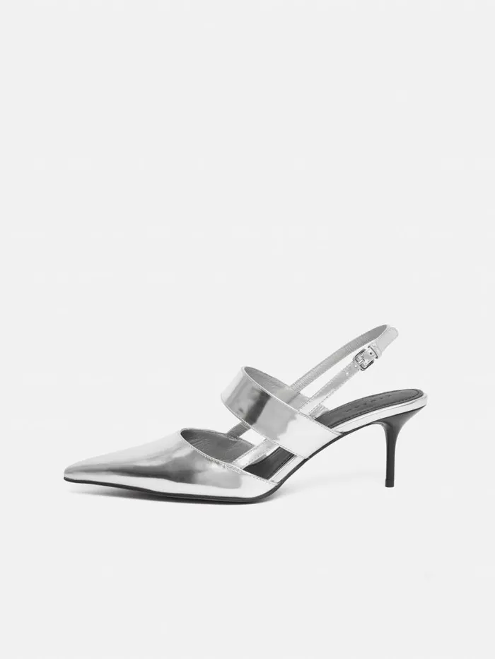 Jigsaw Russo Kitten Heel Silver Women Party
