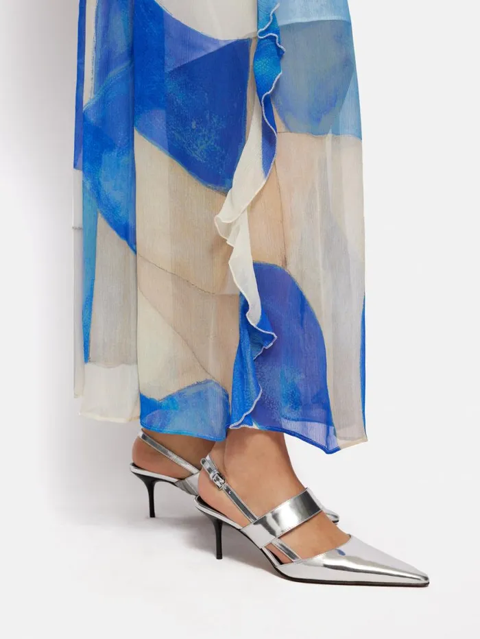 Jigsaw Russo Kitten Heel Silver Women Party