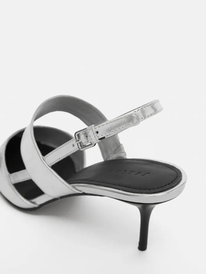 Jigsaw Russo Kitten Heel Silver Women Party