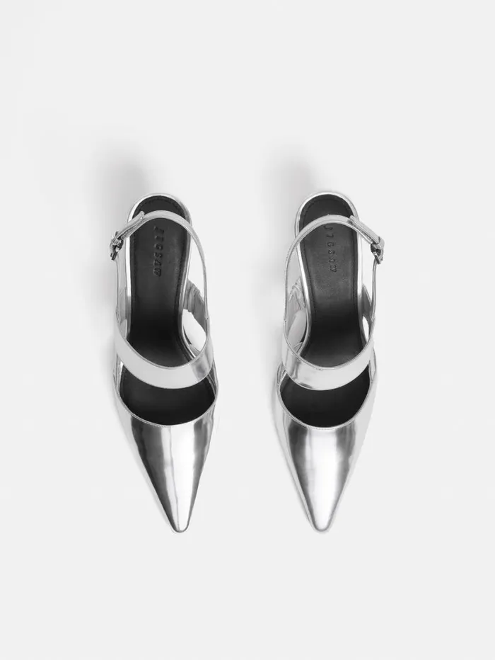 Jigsaw Russo Kitten Heel Silver Women Party