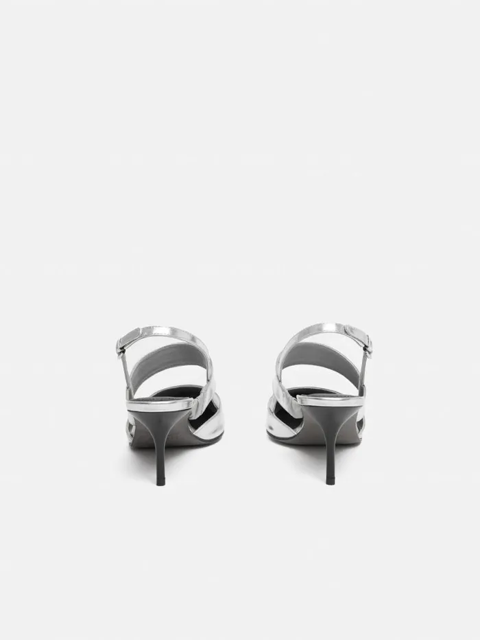 Jigsaw Russo Kitten Heel Silver Women Party