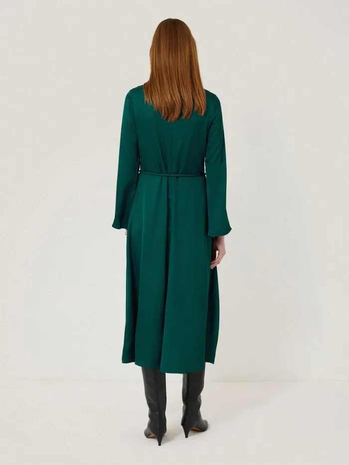 Jigsaw Satin Back Crepe Dress Green Women Party