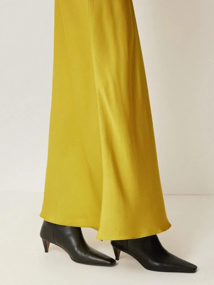 Jigsaw Satin Bias Maxi Skirt Yellow Women Skirts