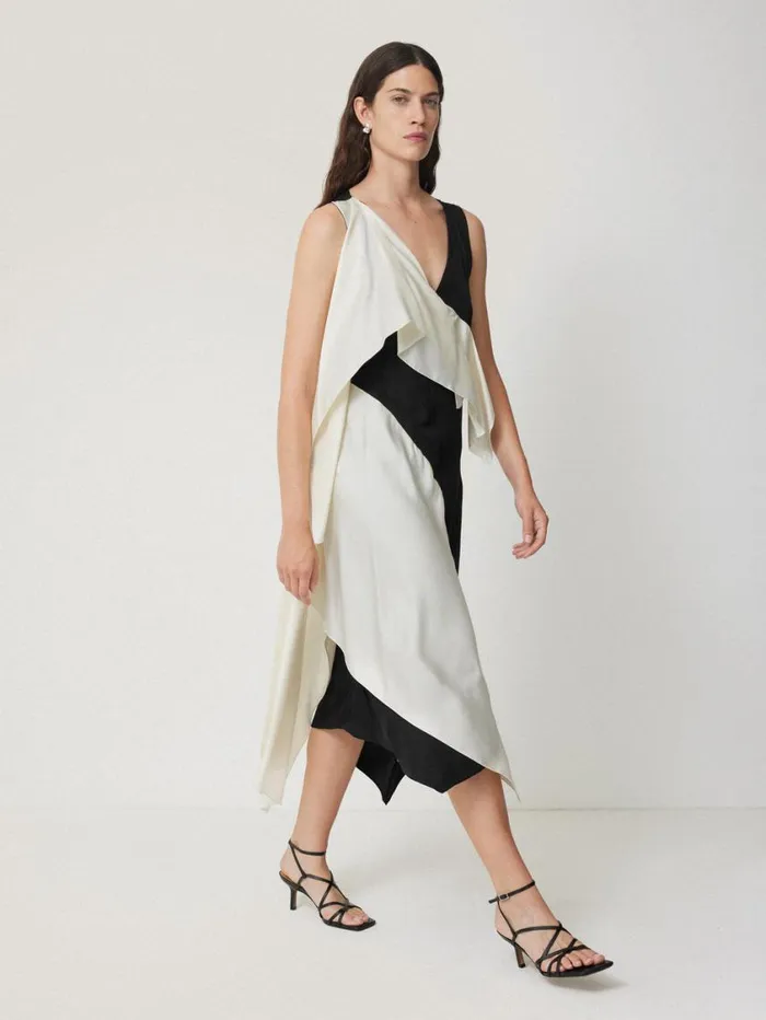 Jigsaw Sculptural Silk Twill Dress Monochrome Women Party