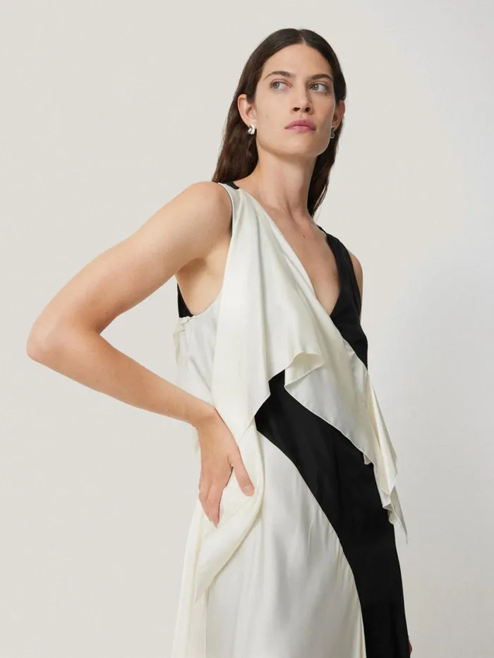 Jigsaw Sculptural Silk Twill Dress Monochrome Women Party