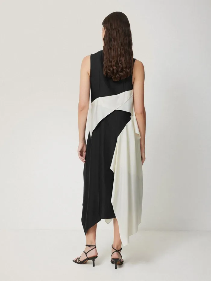 Jigsaw Sculptural Silk Twill Dress Monochrome Women Party