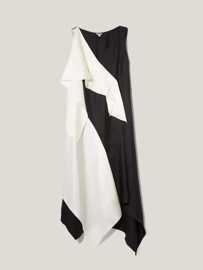 Jigsaw Sculptural Silk Twill Dress Monochrome Women Party