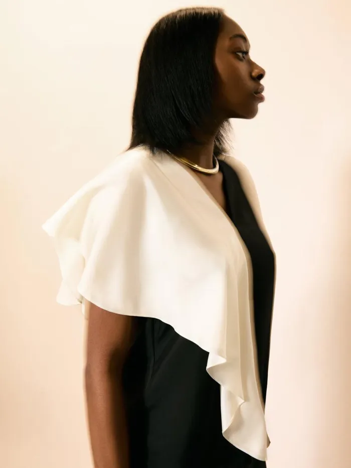 Jigsaw Sculptural Silk Twill Top Monochrome Women Shirts and Tops