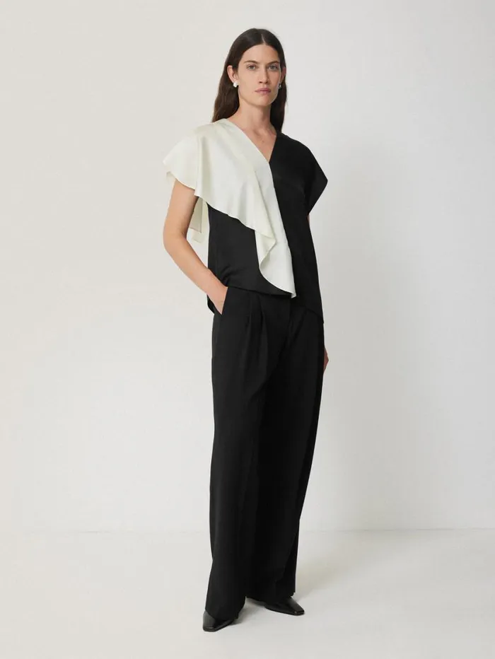 Jigsaw Sculptural Silk Twill Top Monochrome Women Shirts and Tops