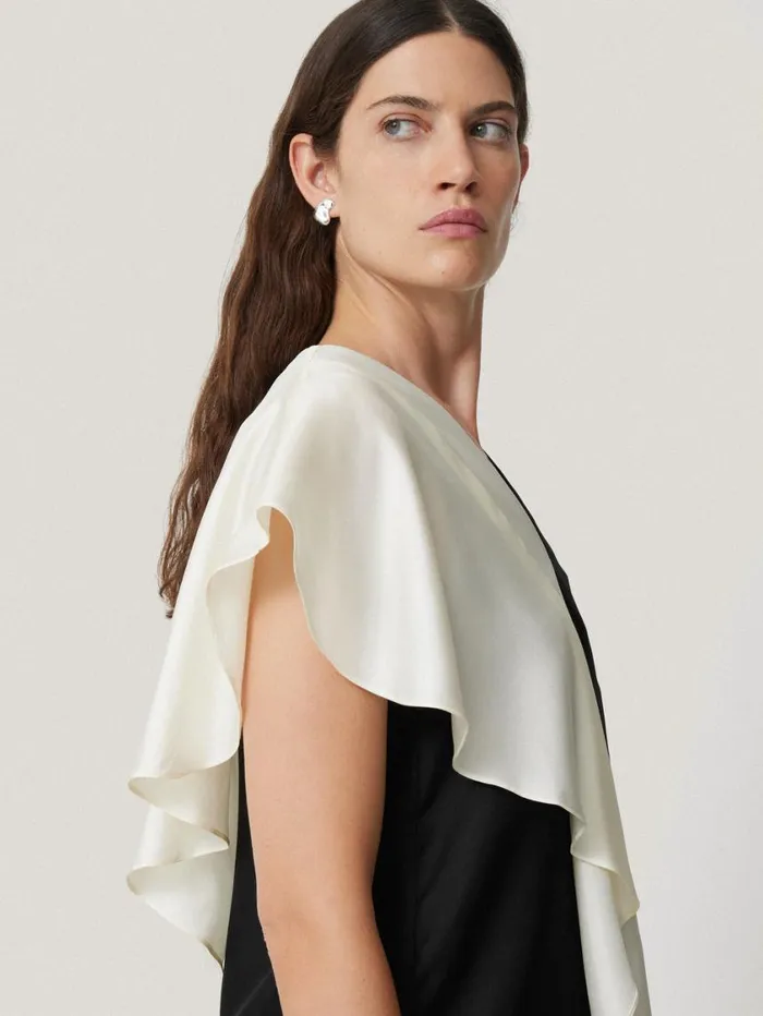 Jigsaw Sculptural Silk Twill Top Monochrome Women Shirts and Tops