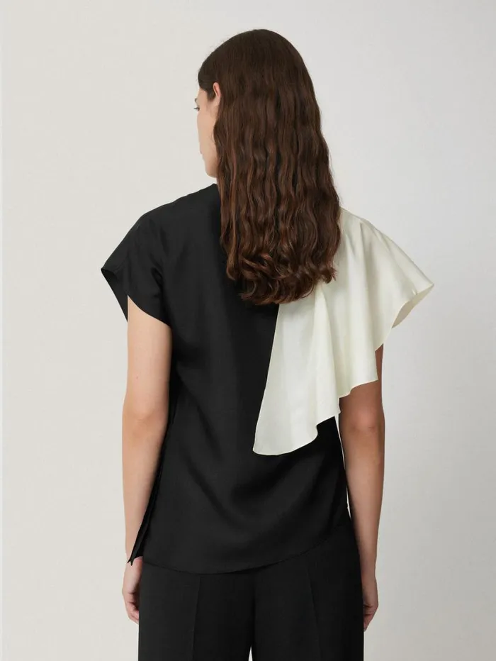 Jigsaw Sculptural Silk Twill Top Monochrome Women Shirts and Tops