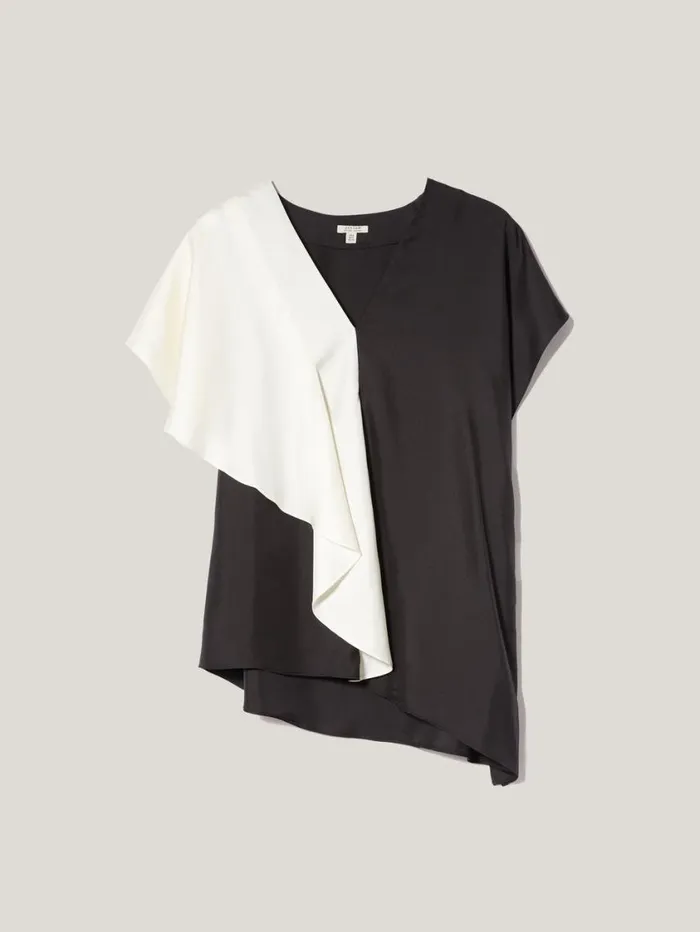 Jigsaw Sculptural Silk Twill Top Monochrome Women Shirts and Tops