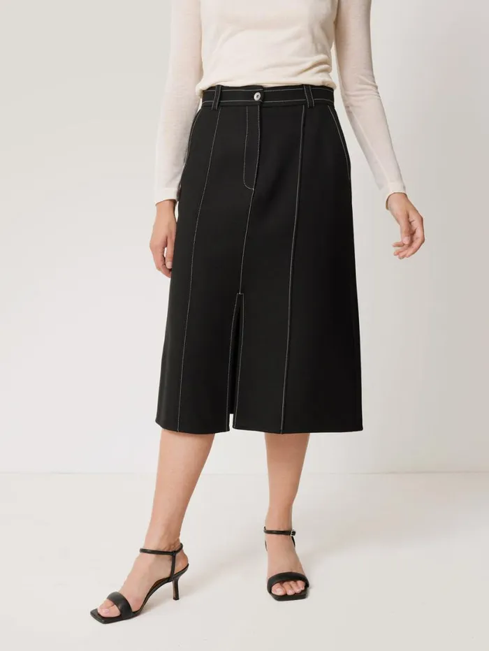 Jigsaw Seamed Detail A Line Skirt Black Women Skirts