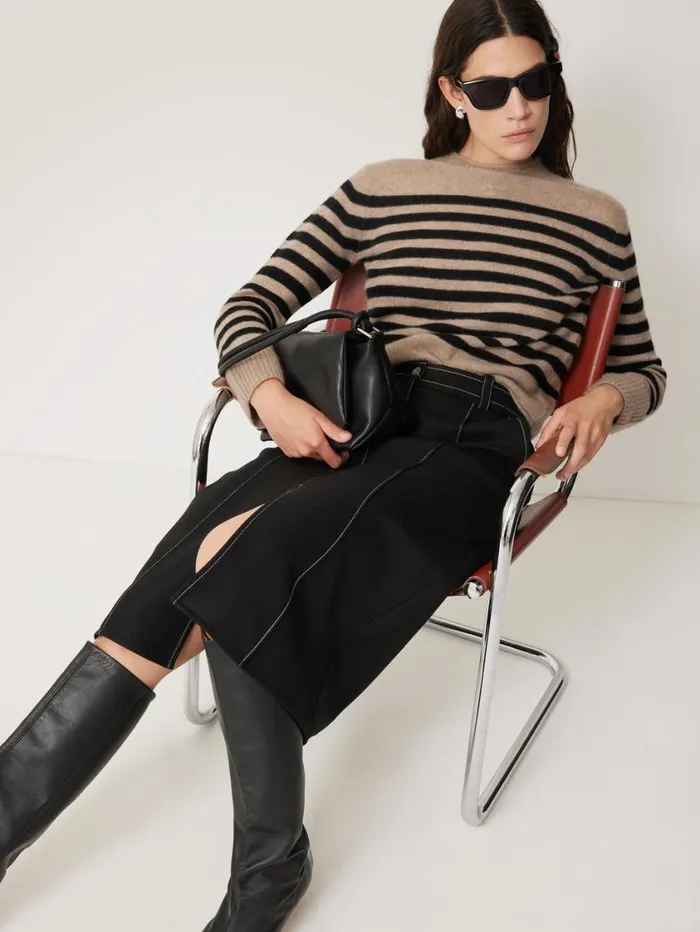 Jigsaw Seamed Detail A Line Skirt Black Women Skirts