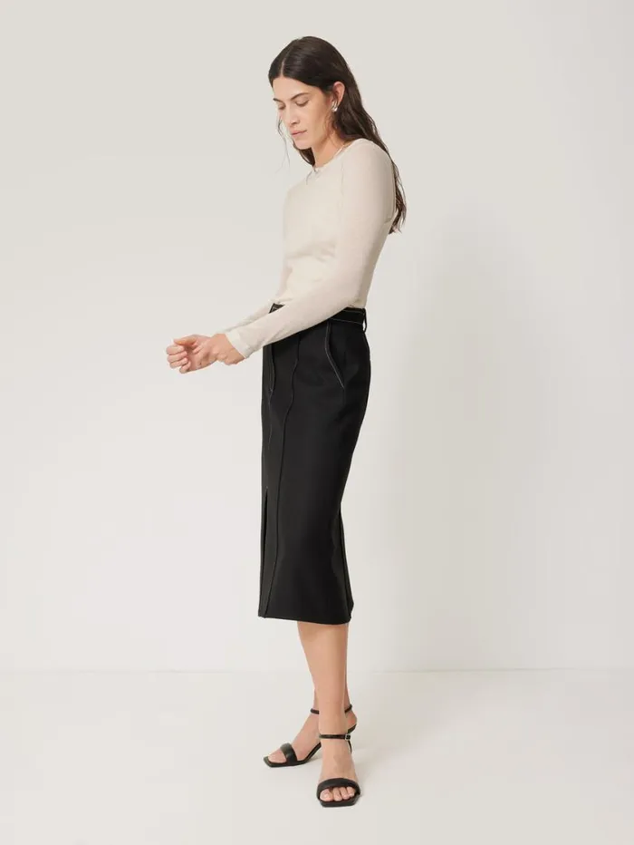 Jigsaw Seamed Detail A Line Skirt Black Women Skirts