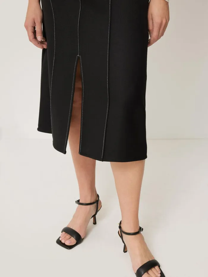 Jigsaw Seamed Detail A Line Skirt Black Women Skirts