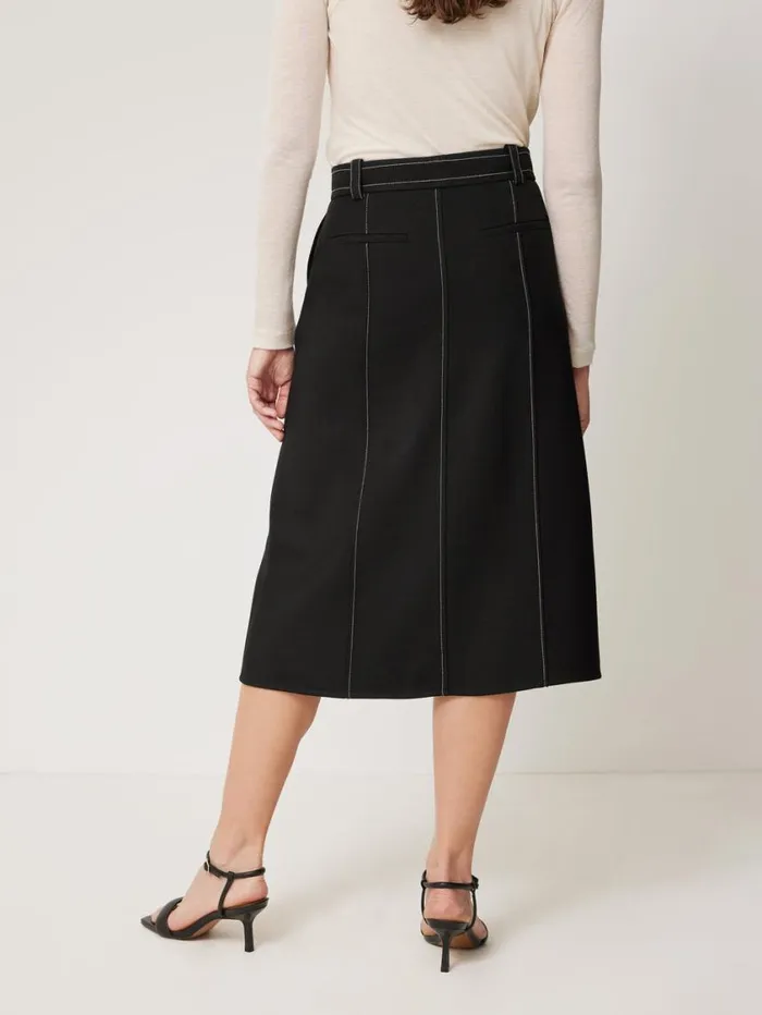 Jigsaw Seamed Detail A Line Skirt Black Women Skirts