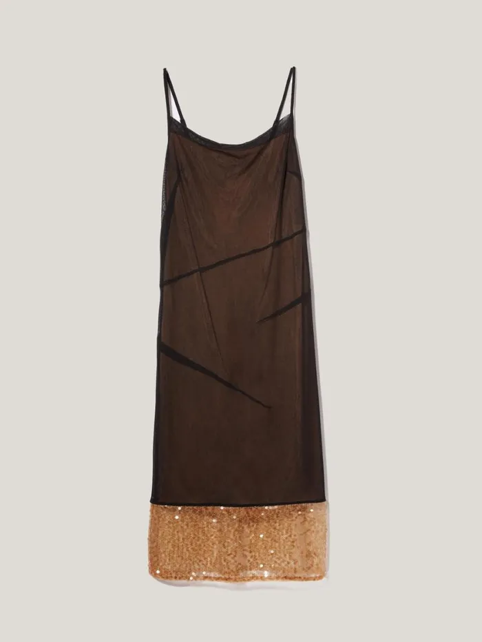 Jigsaw Sequin Mesh Dress Black Women Party