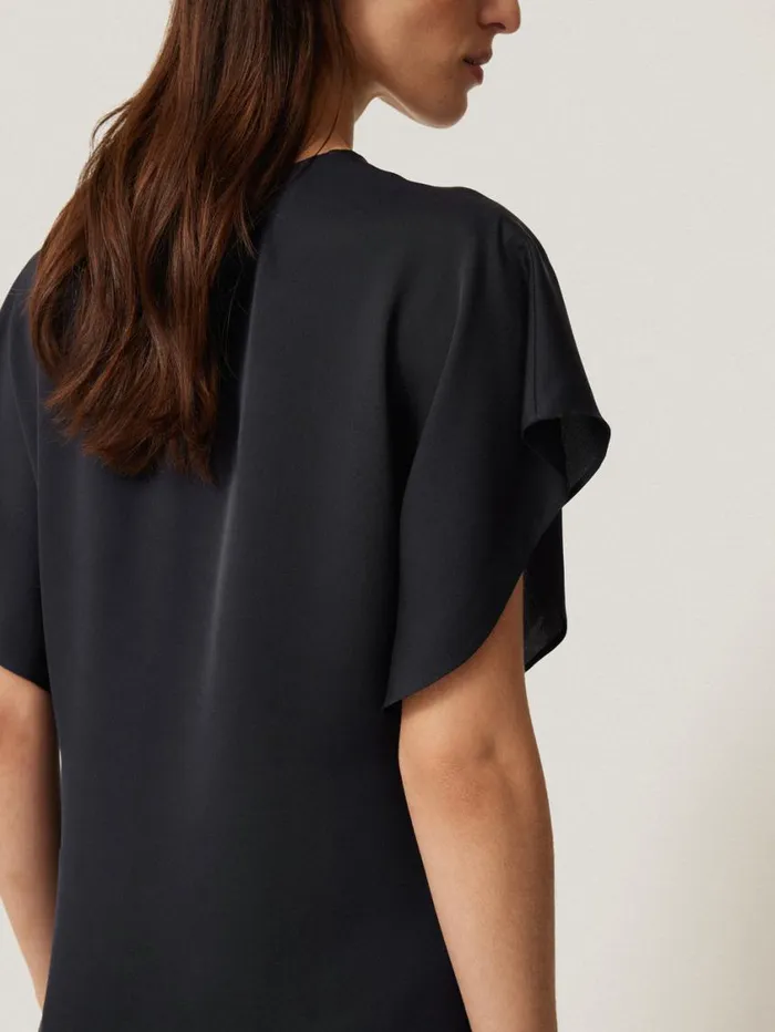 Jigsaw Silk Drape Sleeve Top Navy Women Party