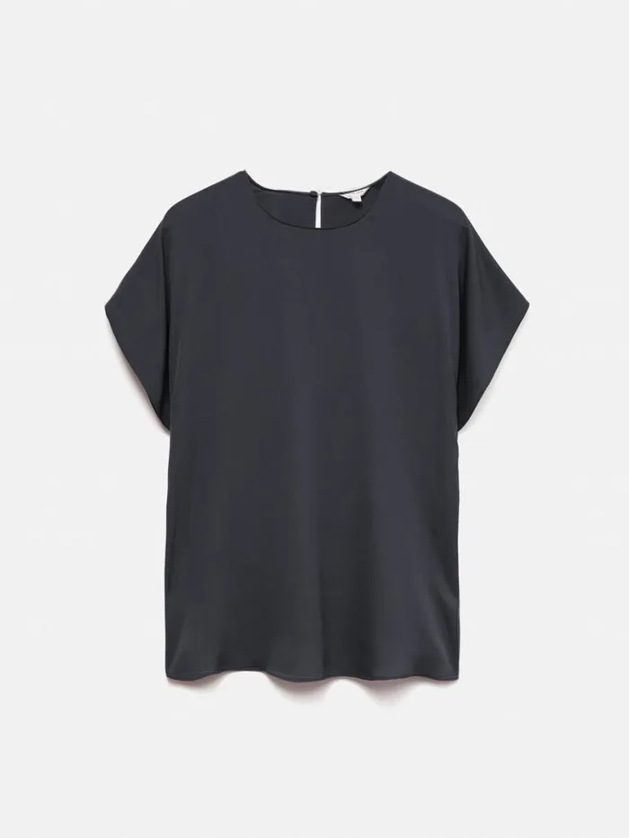 Jigsaw Silk Drape Sleeve Top Navy Women Party