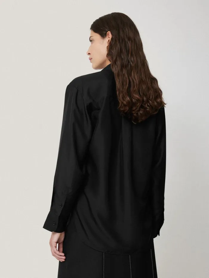 Jigsaw Silk Habotai Relaxed Shirt Black Women Shirts and Tops