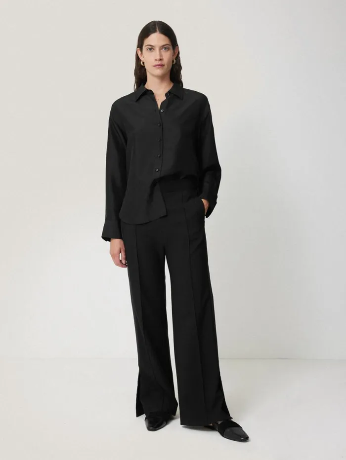 Jigsaw Silk Habotai Relaxed Shirt Black Women Shirts and Tops