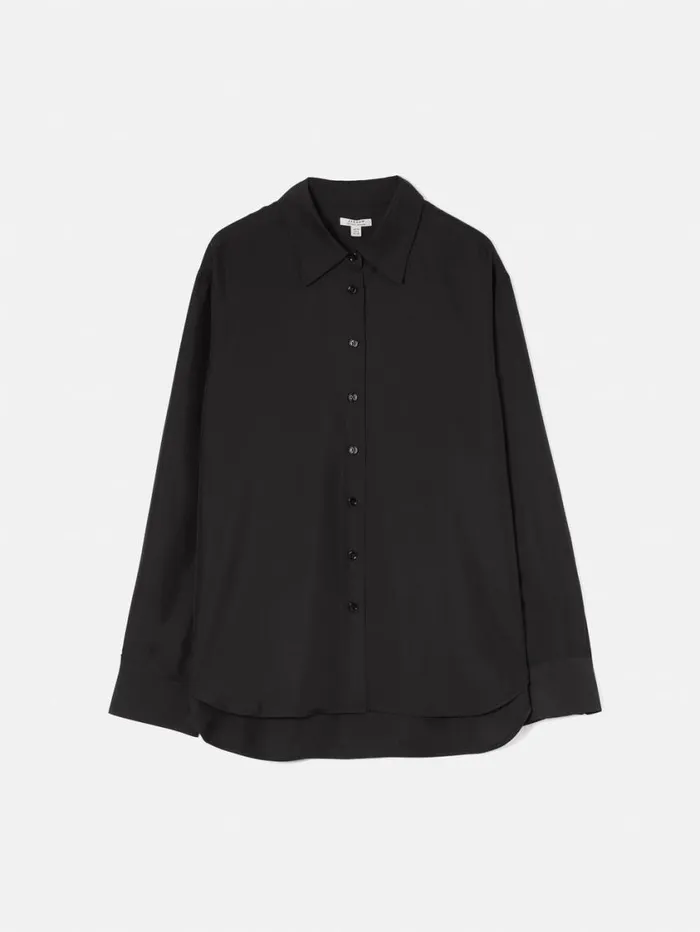 Jigsaw Silk Habotai Relaxed Shirt Black Women Shirts and Tops