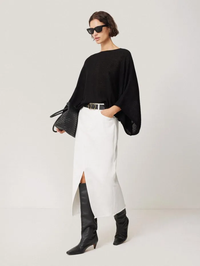 Jigsaw Soft Gauzy Knit Poncho Jumper Black Women Coords