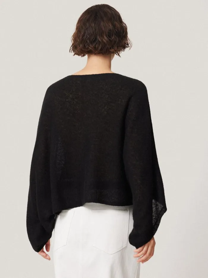 Jigsaw Soft Gauzy Knit Poncho Jumper Black Women Coords