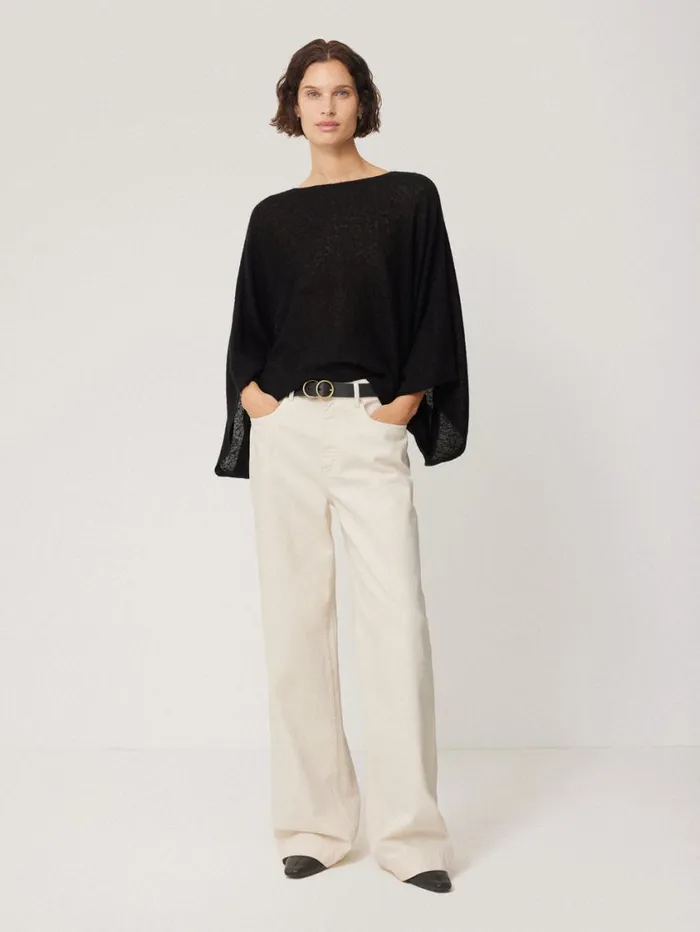 Jigsaw Soft Gauzy Knit Poncho Jumper Black Women Coords