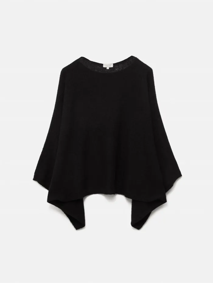 Jigsaw Soft Gauzy Knit Poncho Jumper Black Women Coords
