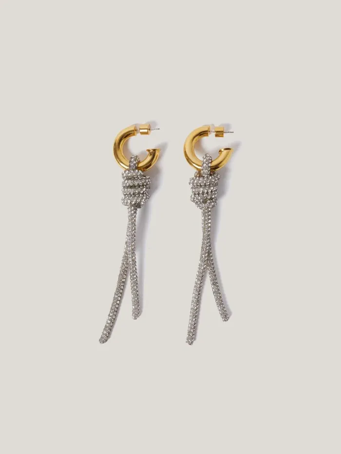 Jigsaw Sparkle Cord Earring Silver Women Party