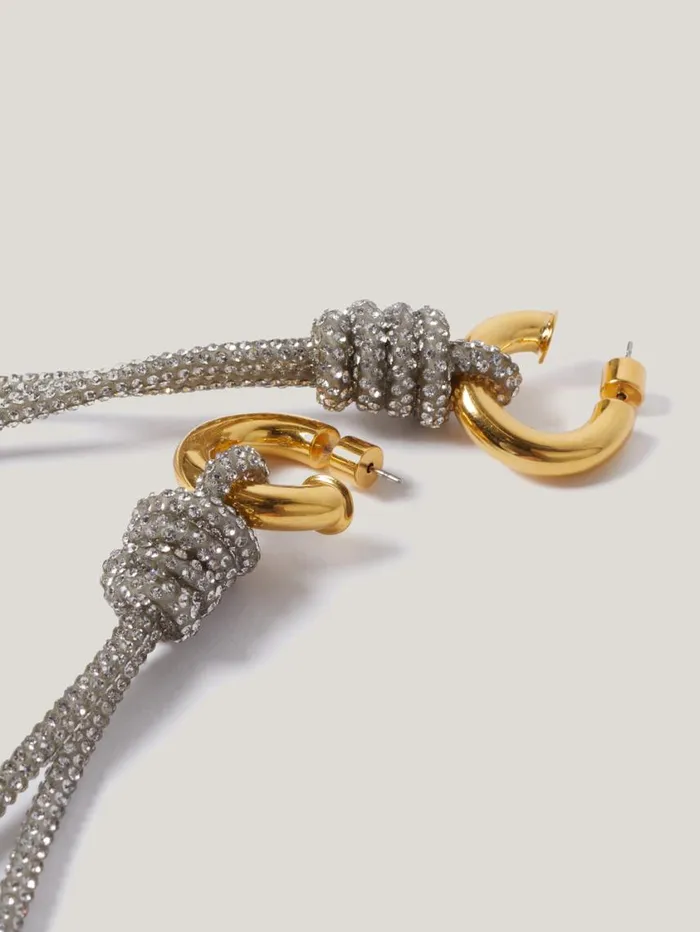 Jigsaw Sparkle Cord Earring Silver Women Party