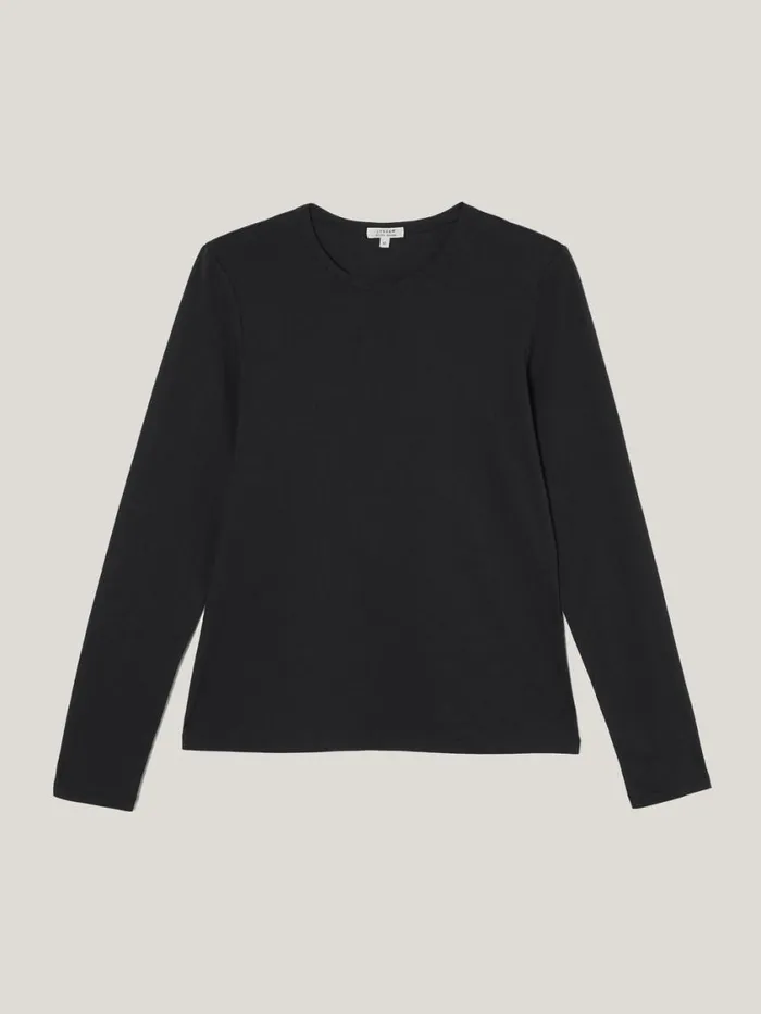 Jigsaw Supima Cotton Long Sleeve Tee Black Women Pyjamas and Loungewear