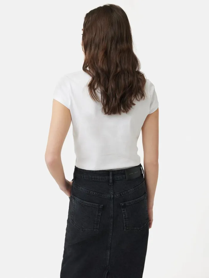 Jigsaw Supima Cotton Scoop Neck Tee White Women Shirts and Tops