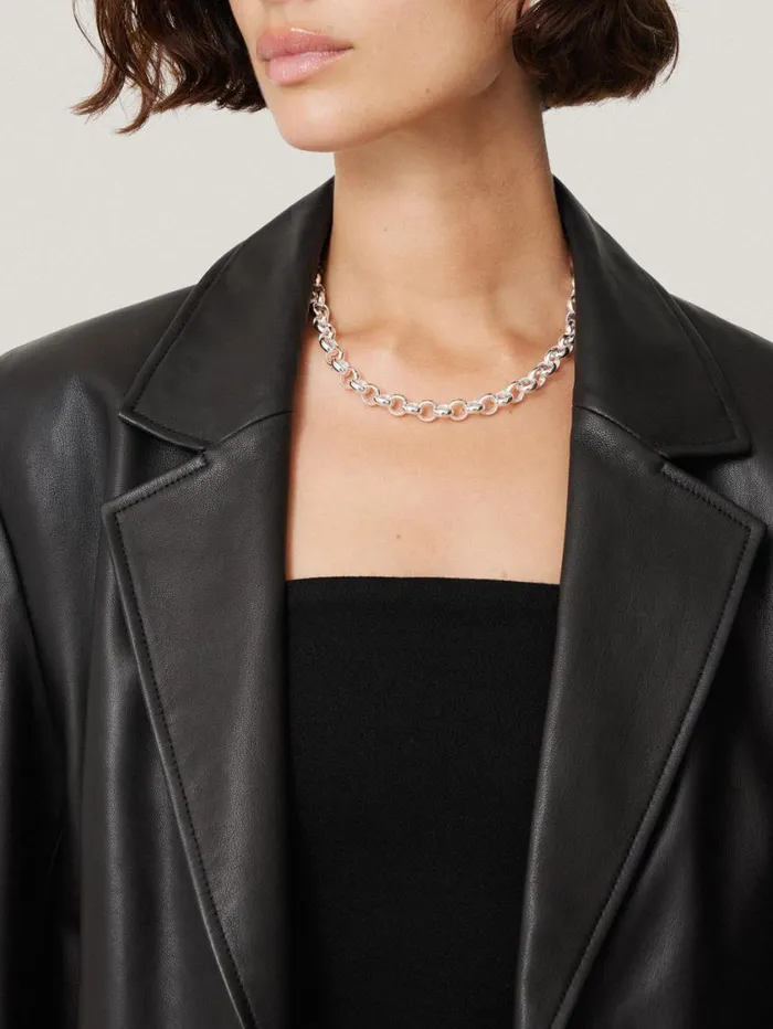 Jigsaw Tailored Leather Blazer Black Women Coats and Jackets
