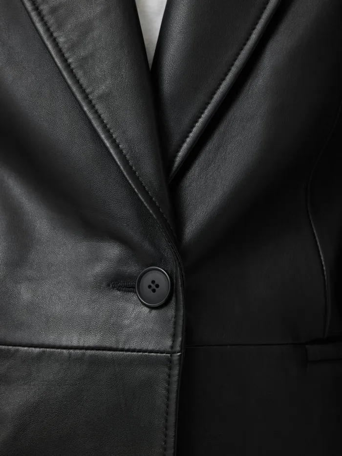 Jigsaw Tailored Leather Blazer Black Women Coats and Jackets