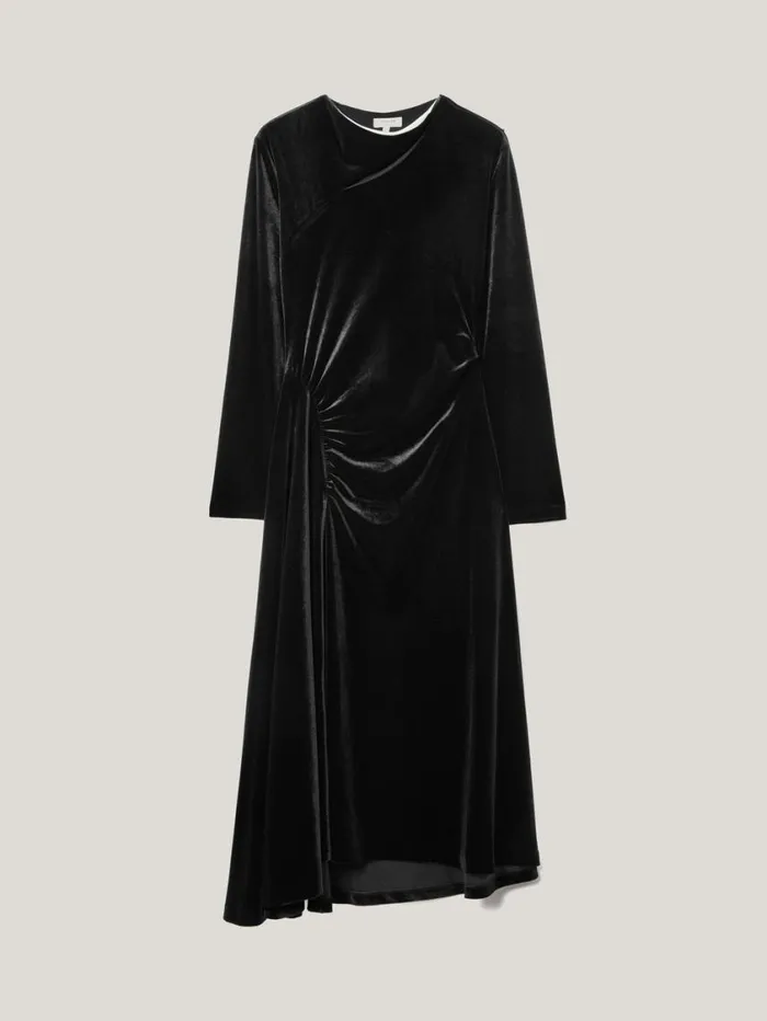 Jigsaw Velvet Ruched Dress Black Women Party