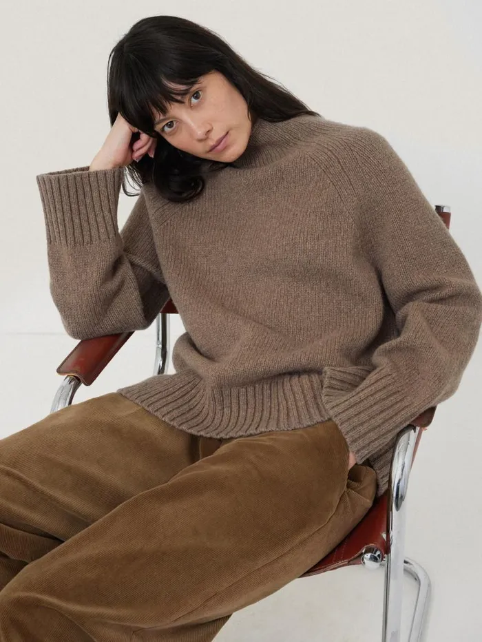 Jigsaw Wool Blend Snowdon Jumper Taupe Women Knitwear and Cashmere
