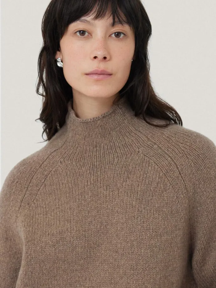 Jigsaw Wool Blend Snowdon Jumper Taupe Women Knitwear and Cashmere