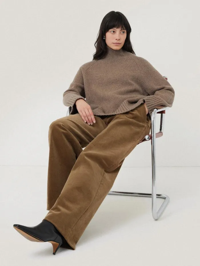 Jigsaw Wool Blend Snowdon Jumper Taupe Women Knitwear and Cashmere