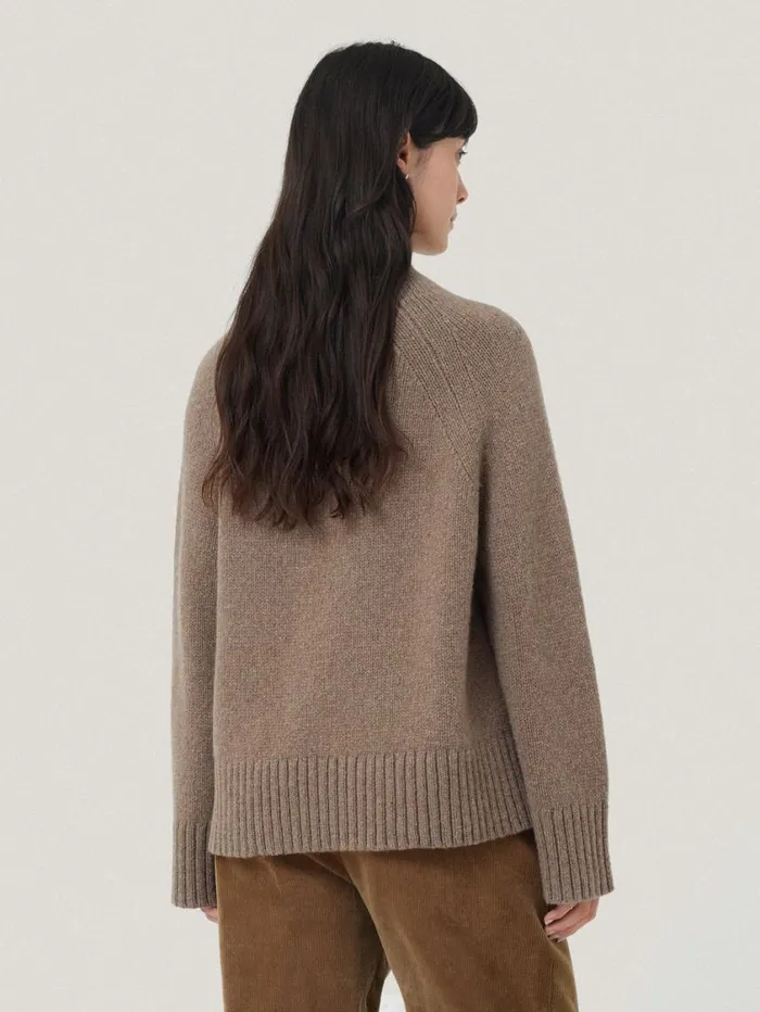 Jigsaw Wool Blend Snowdon Jumper Taupe Women Knitwear and Cashmere