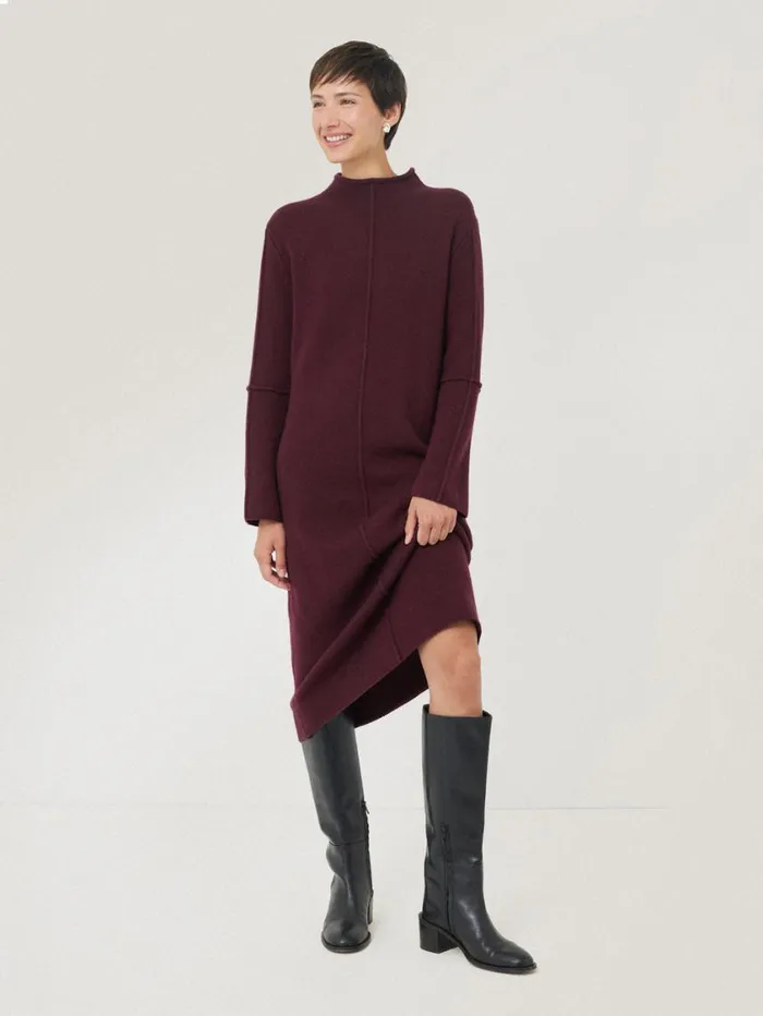 Jigsaw Wool Cashmere Blend Dress Burgundy Women Knitwear and Cashmere