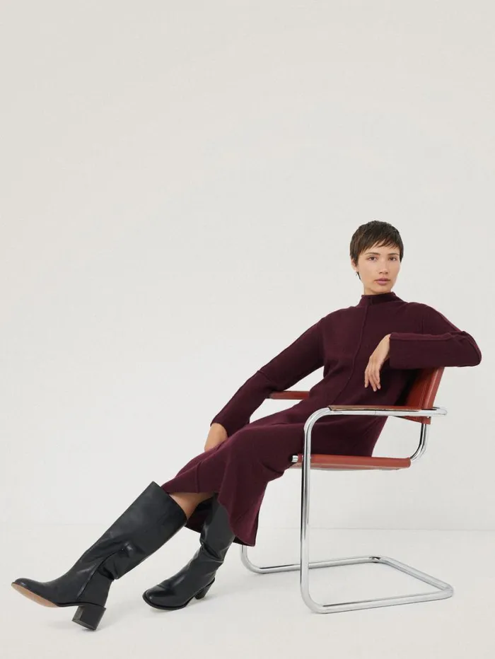 Jigsaw Wool Cashmere Blend Dress Burgundy Women Knitwear and Cashmere