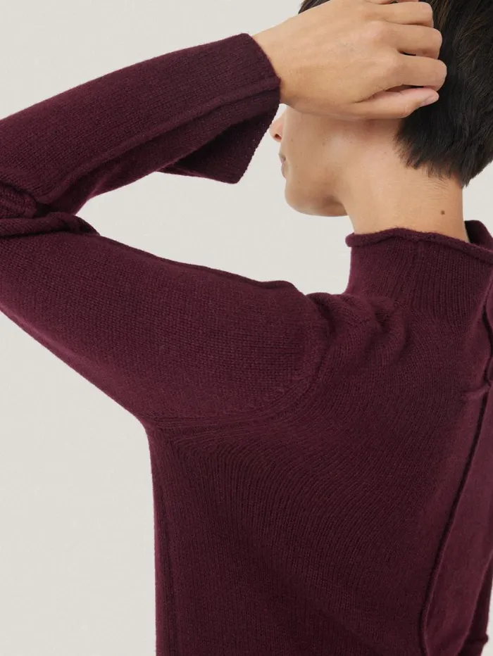 Jigsaw Wool Cashmere Blend Dress Burgundy Women Knitwear and Cashmere
